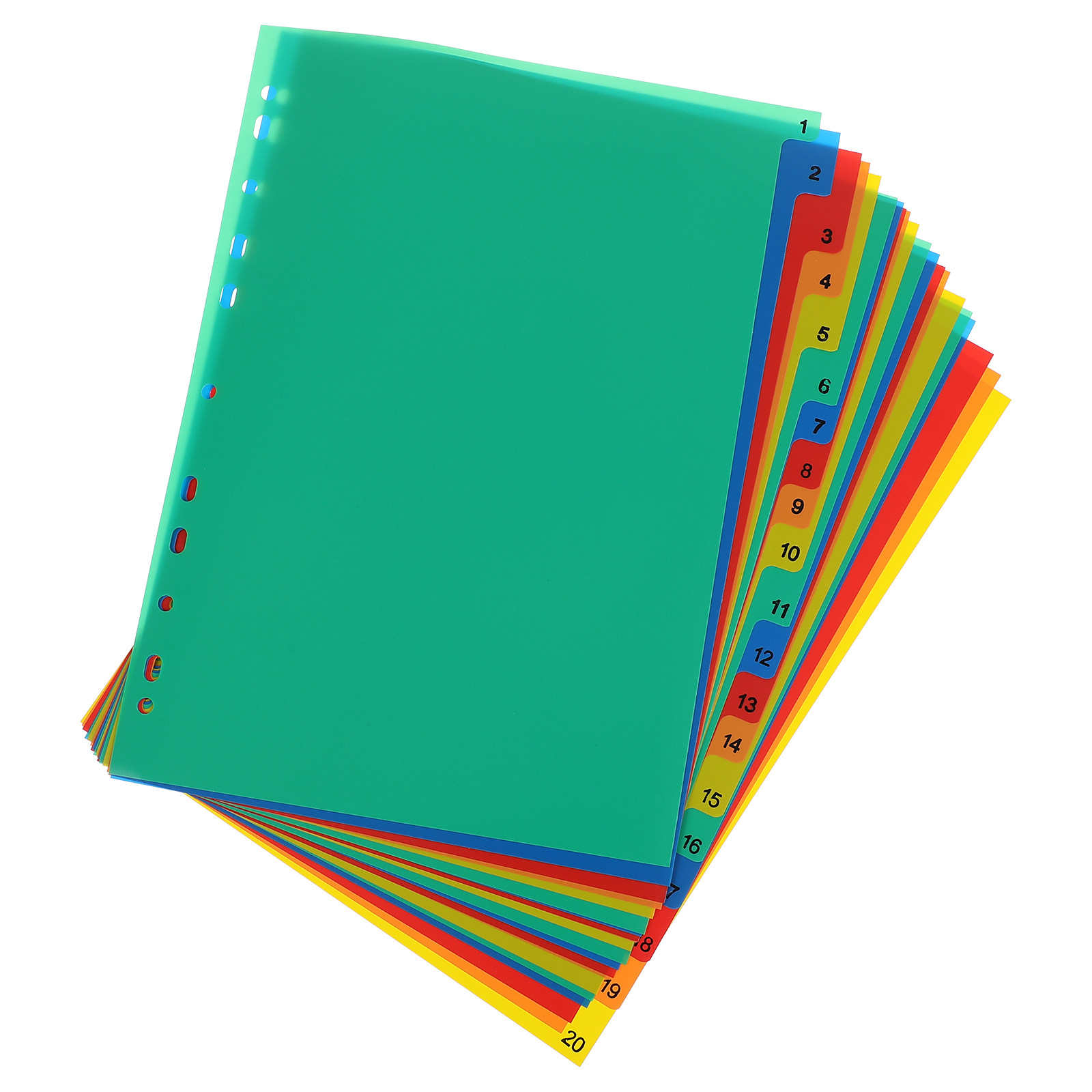 Tab Divider A4 - 20 stron, format A4, kolorowe plastikowe